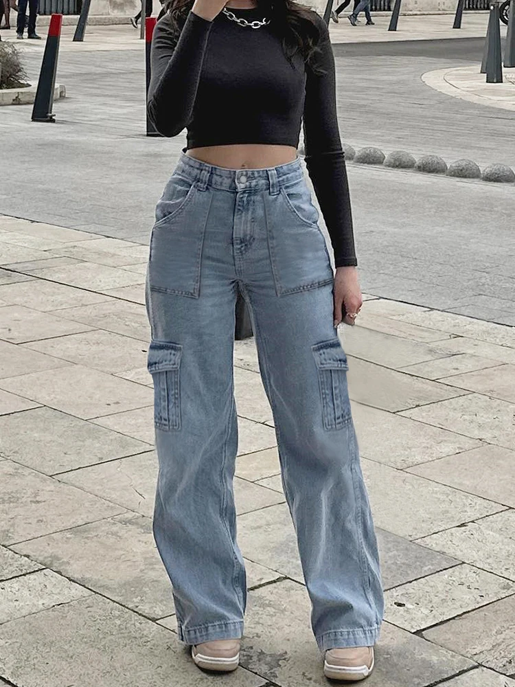 High Waist Sexy Jeans Women Clothing Vintage Aesthetics Fashion 90s Casual Baggy Denim Y2K Streetwear Wide Leg Straight Trousers