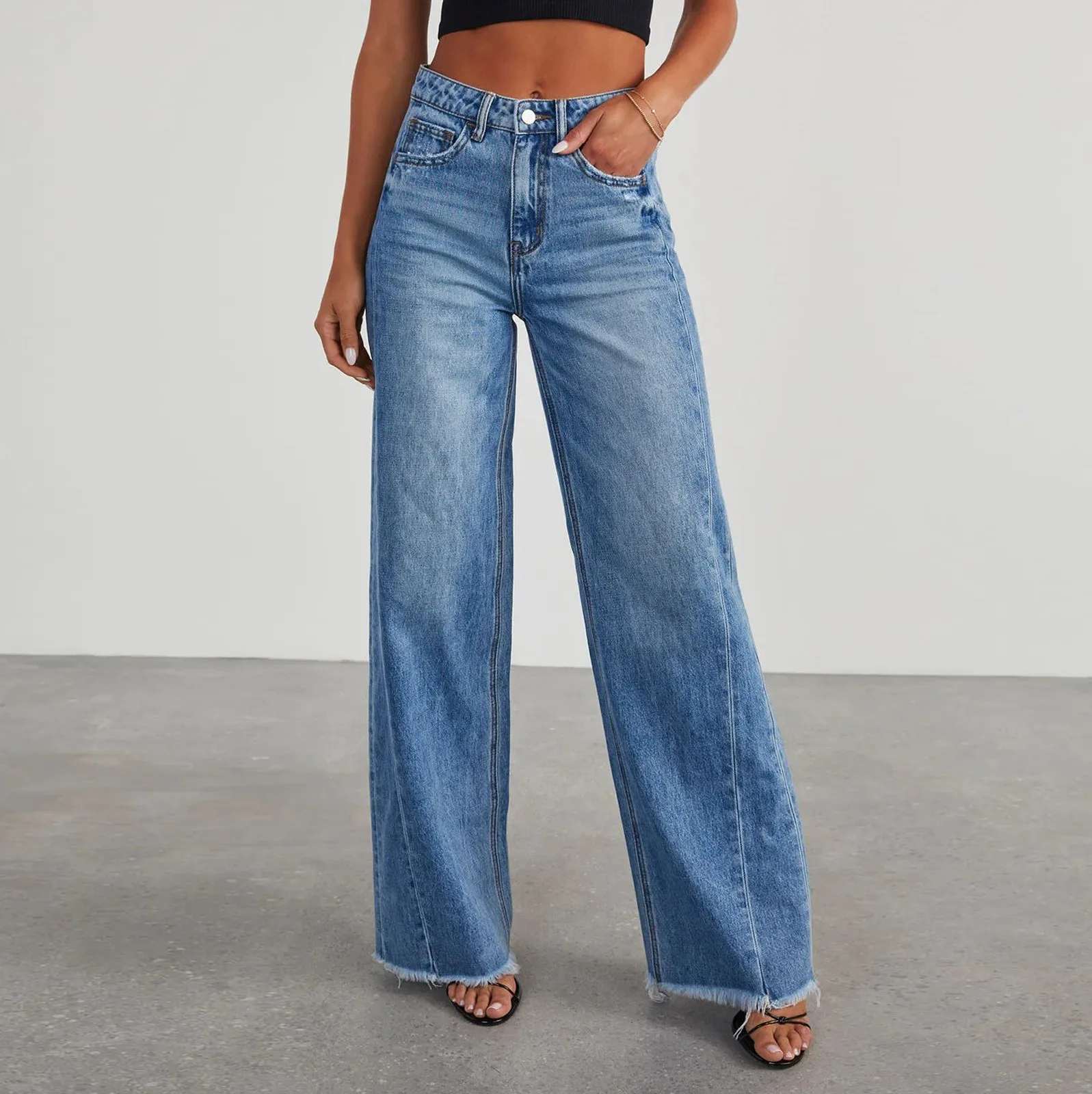 Women Denim Jeans Wide Leg Pants High Waist Fashion New Loose  Trousers Spring Autumn Tide Straight Pants Pantalones De Mujer