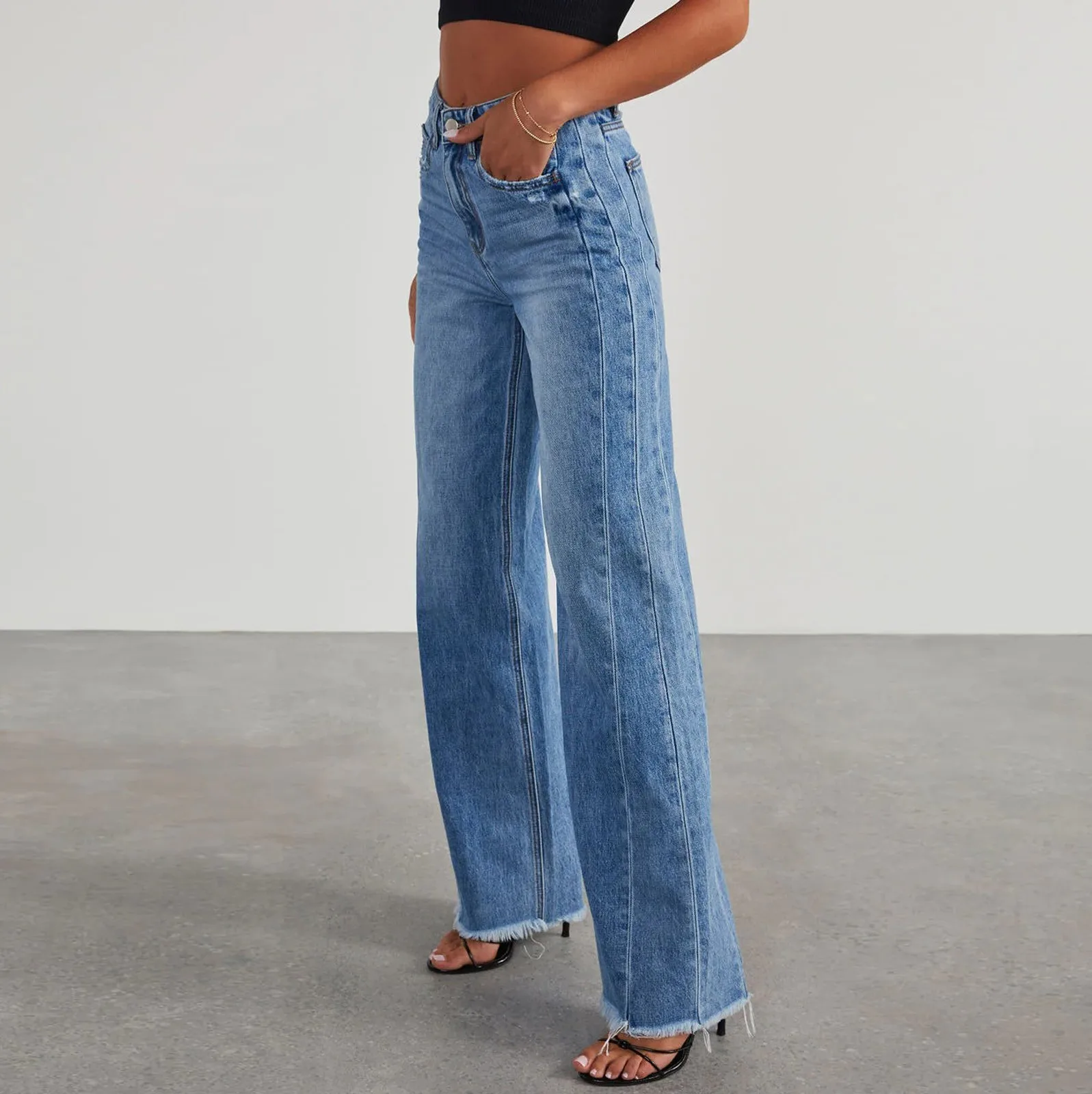 Women Denim Jeans Wide Leg Pants High Waist Fashion New Loose  Trousers Spring Autumn Tide Straight Pants Pantalones De Mujer