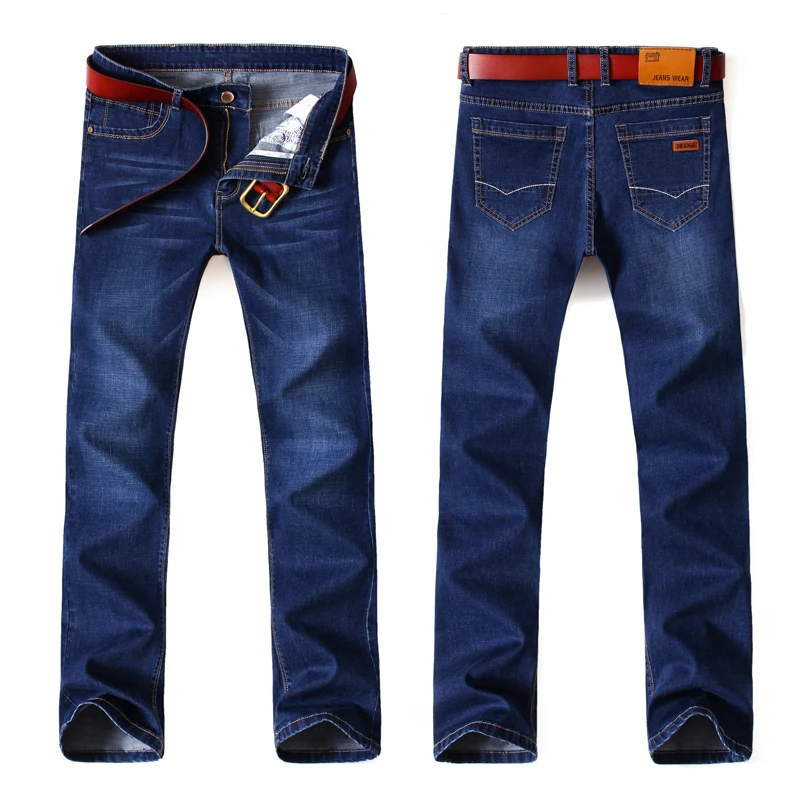 Men Stretch Jeans Classic Elasticity Business fashion comfortable Solid slim straight long Denim pants