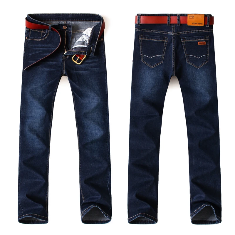 Men Stretch Jeans Classic Elasticity Business fashion comfortable Solid slim straight long Denim pants