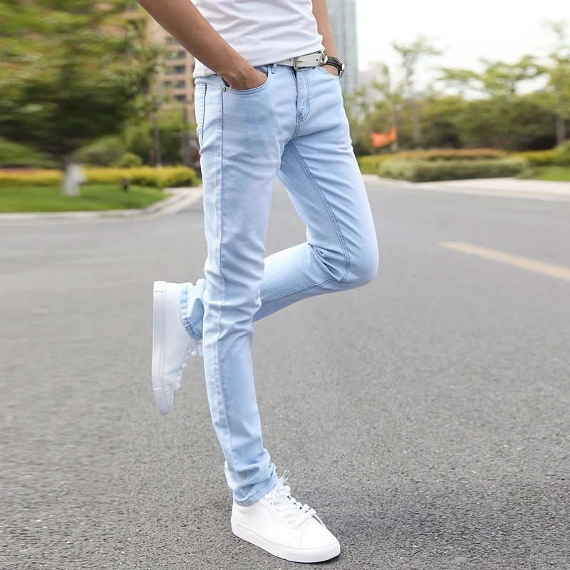 Men Stretch Skinny Jeans Designer Brand Super Elastic Straight Trousers Slim Fit Fashion