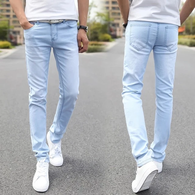 Men Stretch Skinny Jeans Designer Brand Super Elastic Straight Trousers Slim Fit Fashion
