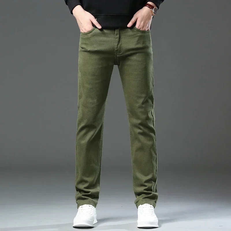 Men's Slim Stretch Jeans Fashionable and Versatile Soft Fabric Denim Pants Trousers