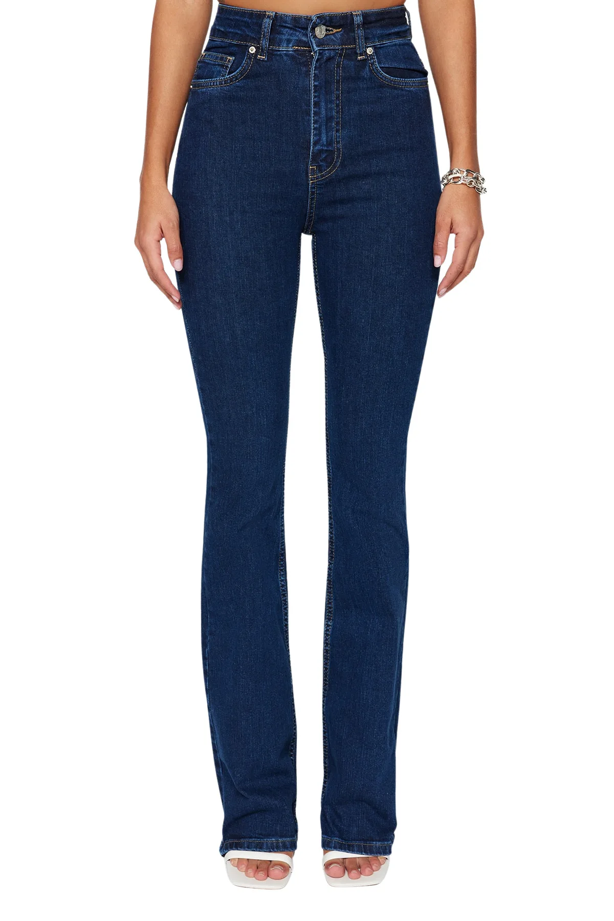 Women's Plain Flare High Waist Denim Jeans