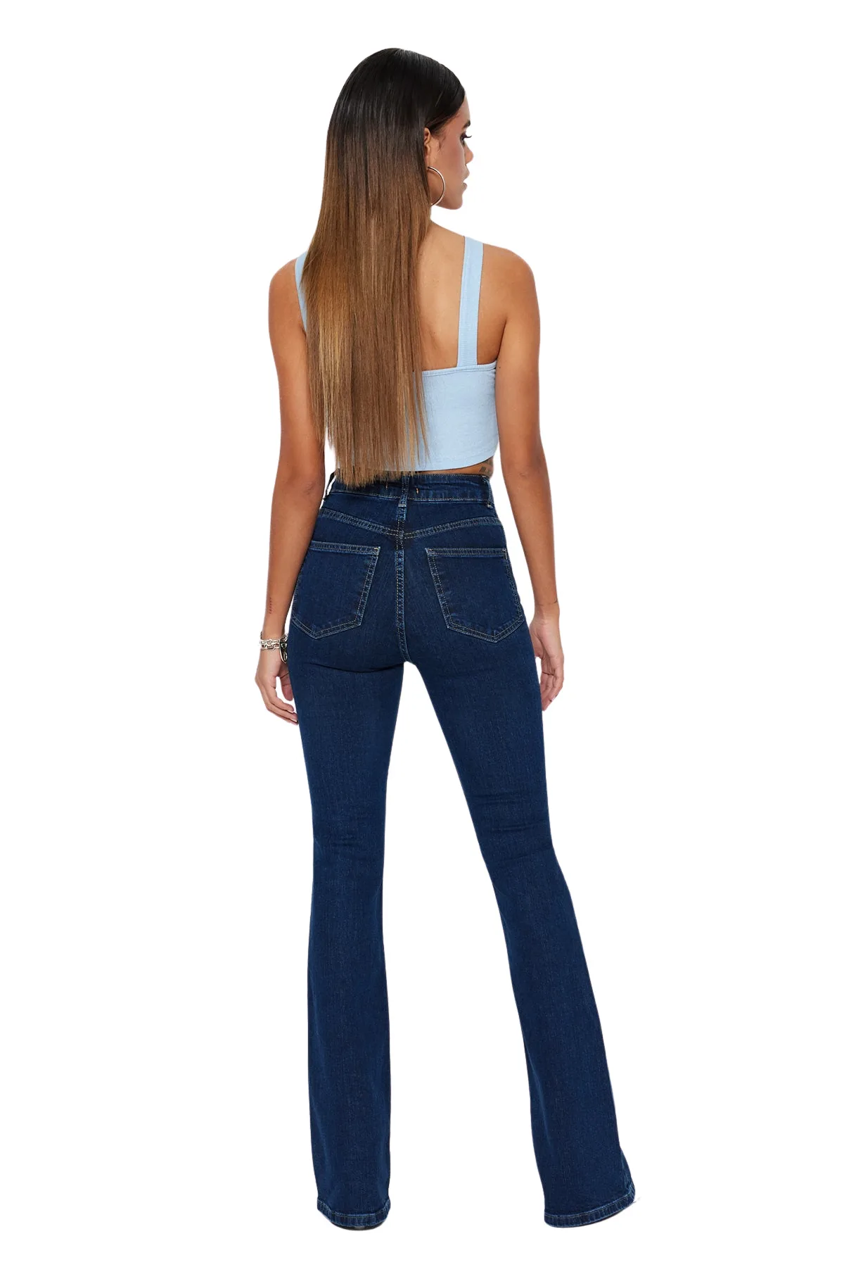 Women's Plain Flare High Waist Denim Jeans