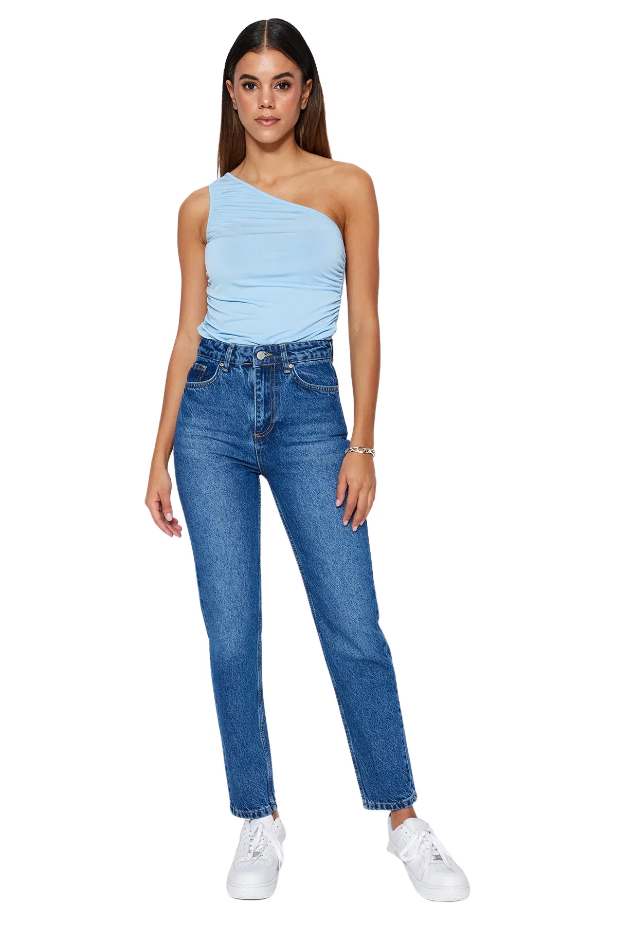 Women's Plain High Waist Denim Jeans