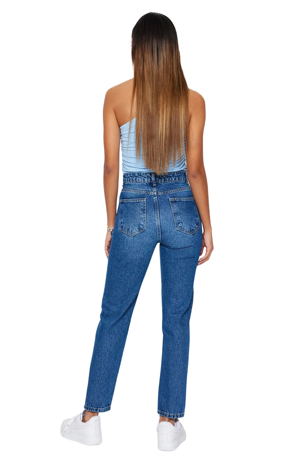 Women's Plain High Waist Denim Jeans