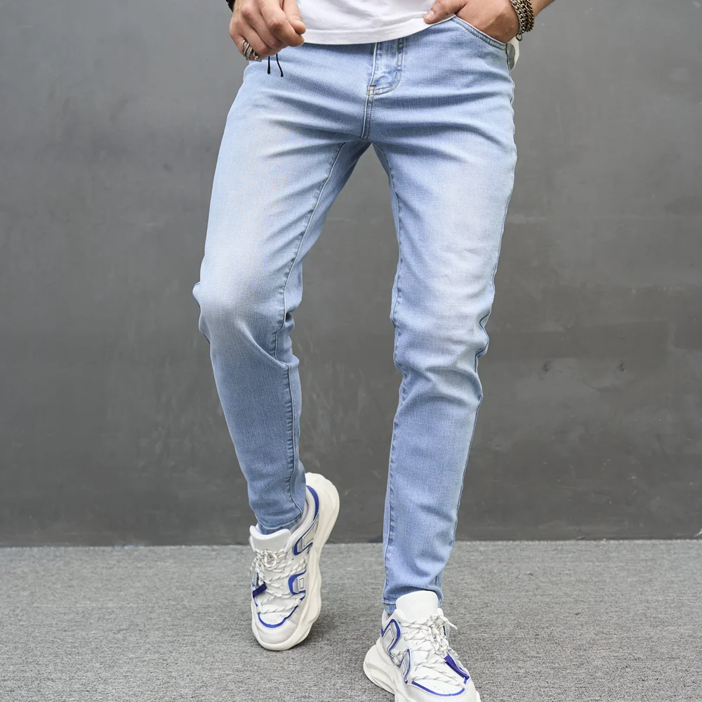 Men Fashion Streetwear Simple Solid Style Skinny Long Jeans Best Quality Casual Jogging Denim Pants