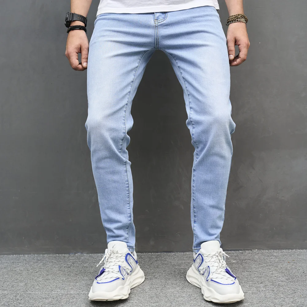 Men Fashion Streetwear Simple Solid Style Skinny Long Jeans Best Quality Casual Jogging Denim Pants