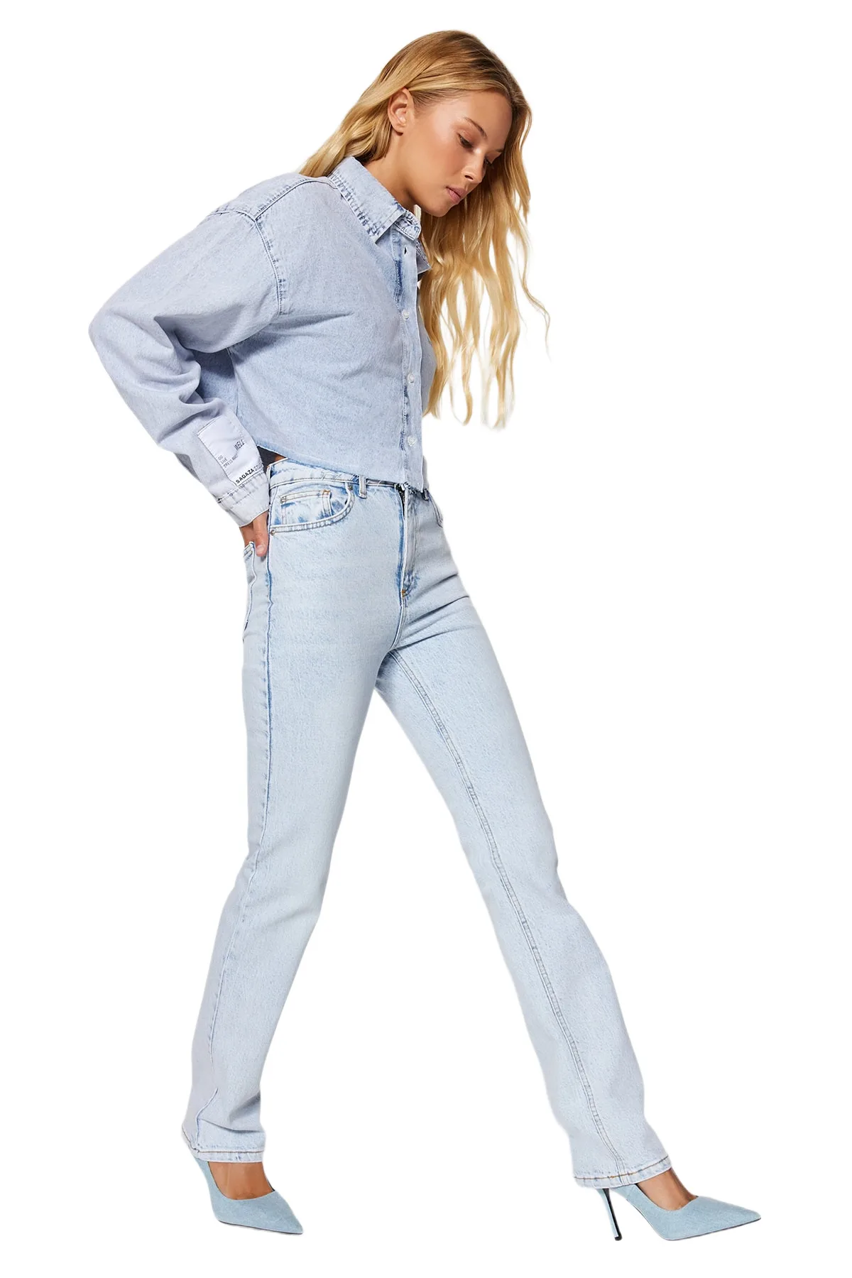 Women's Plain Flare High Waist Denim Jeans