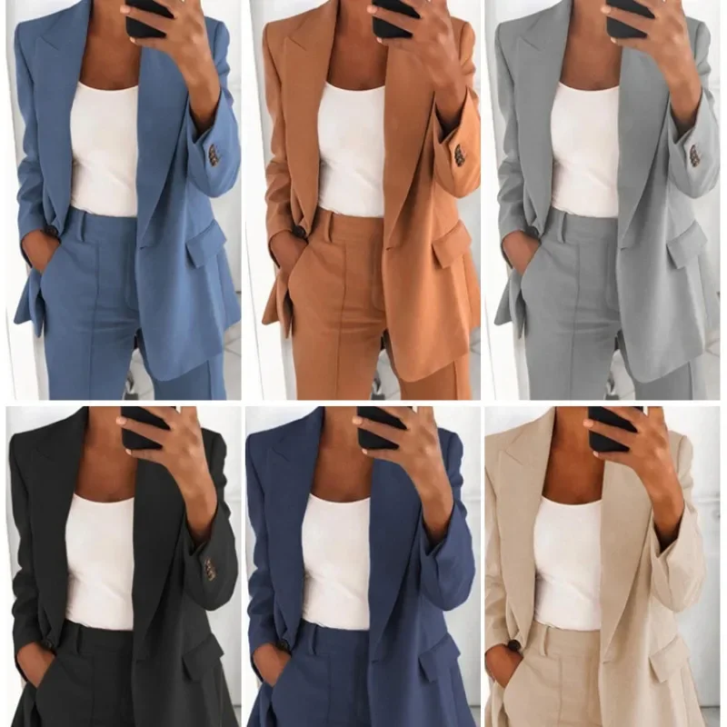Women Fashionable Lapel Slim Cardigan Temperament Blazer elegant suit jacket