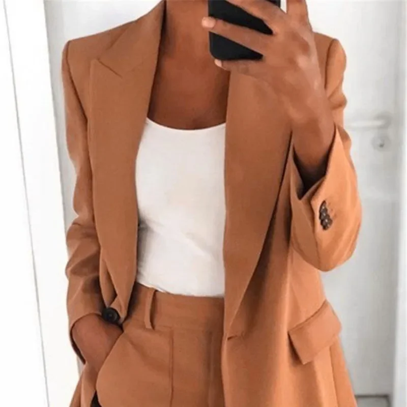 Women Fashionable Lapel Slim Cardigan Temperament Blazer elegant suit jacket