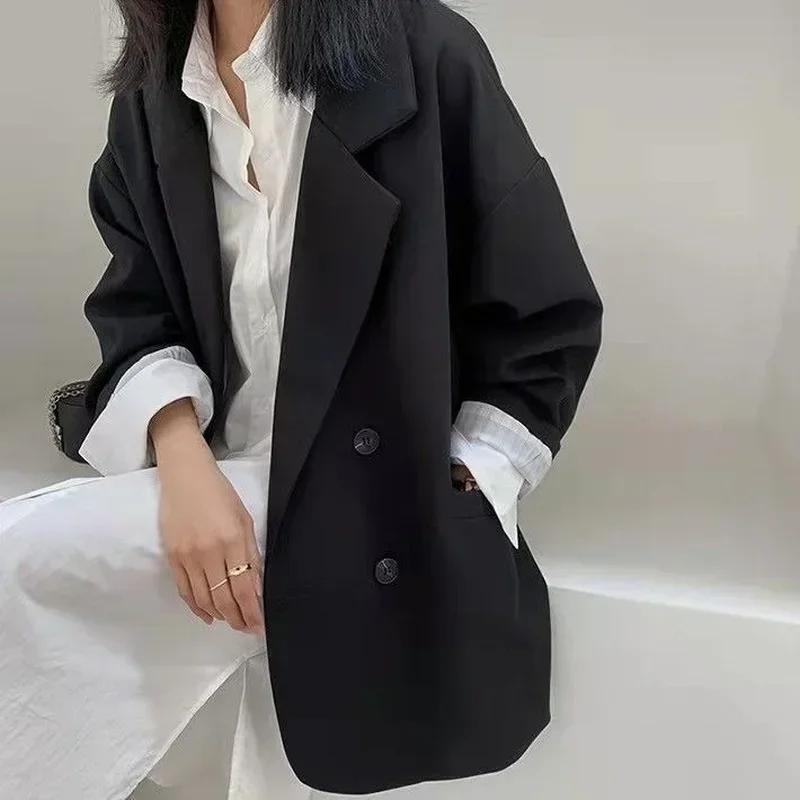 Women's Large Blazer Coats Fashion Korean Version Loose Top Coat Office Work Clothes Grace Fall Jacket