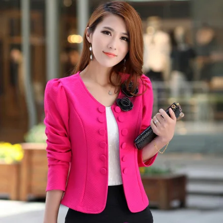 Women Slim Fit OL Double Breasted Blazer Solid Color Long Sleeve Blazers and Jackets