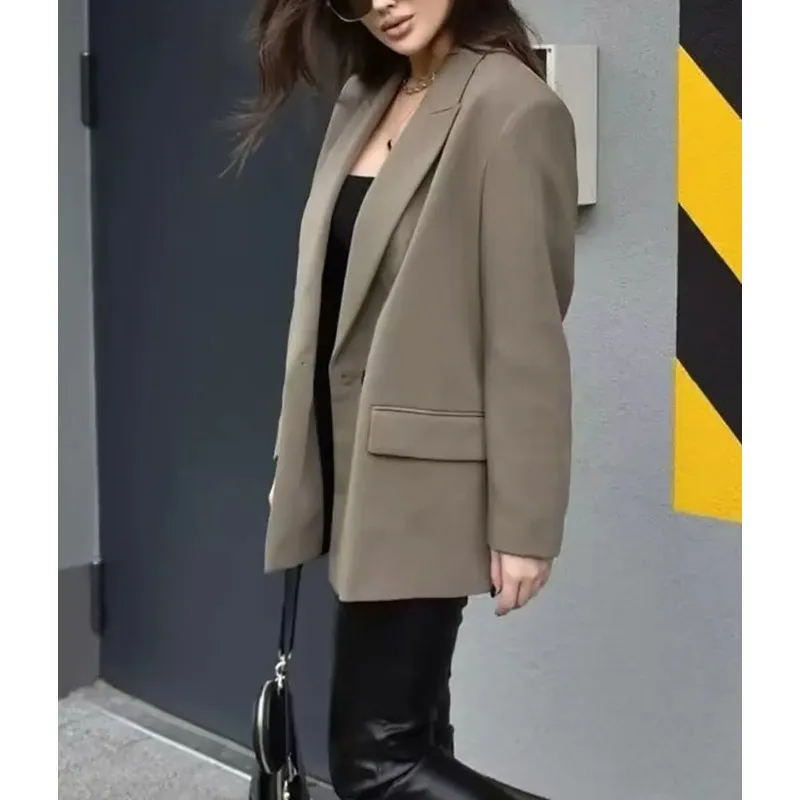 Women Double Breasted Blazer Loose Classic Coat Suit Outwear Outfits