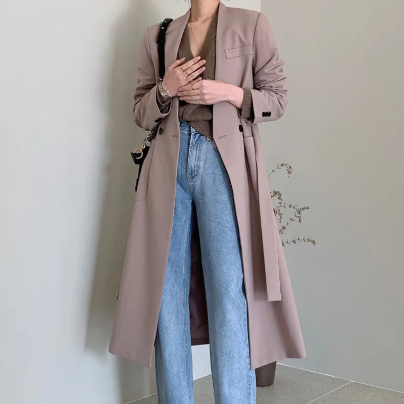 Chic Casual Trend Women New V-neck Single-breasted Fashion Minimalist Long-sleeved Blazer Spring 16E2449