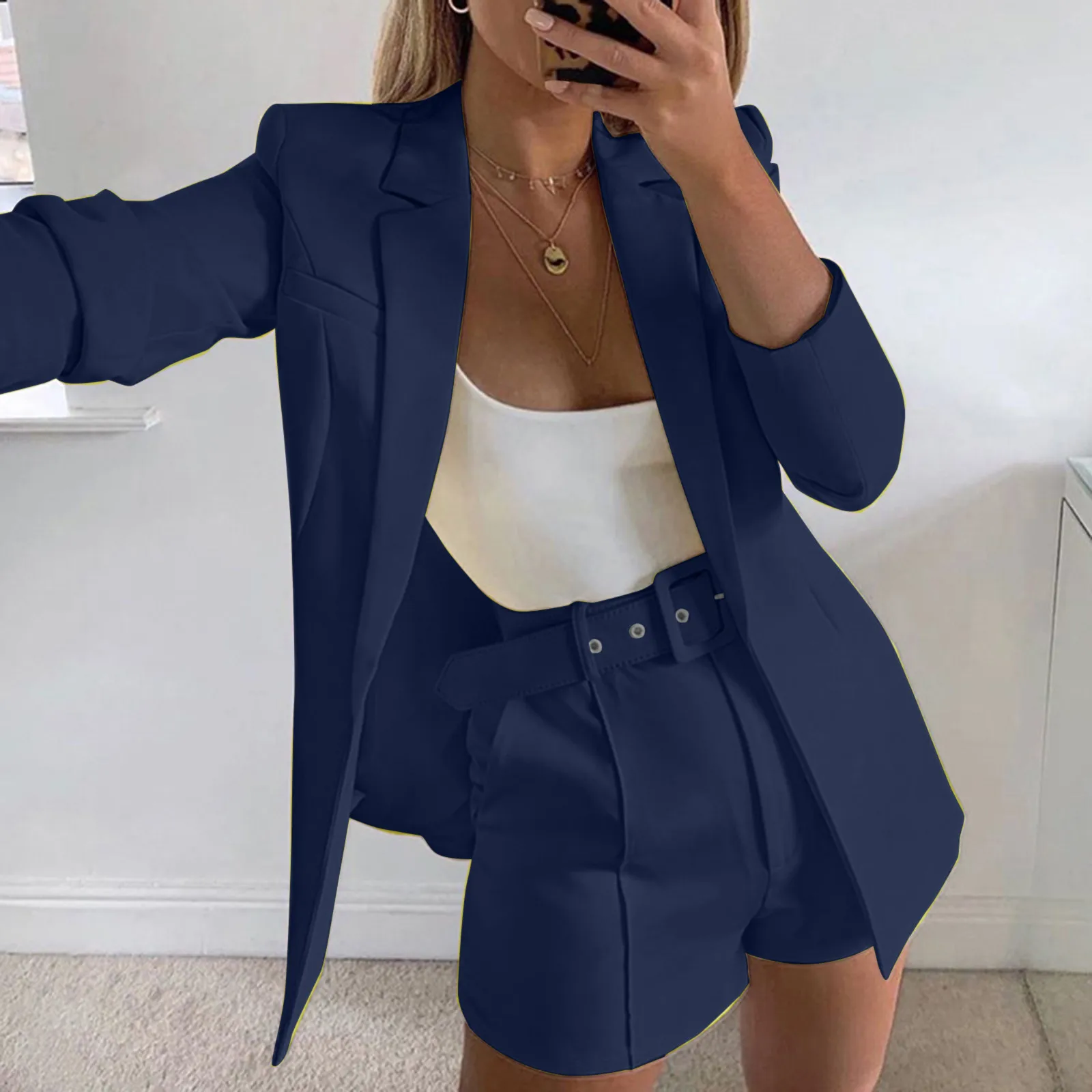 South Butt Jacket Women's Casual Light Weight Thin Jacket Slim Coat Long Sleeve Blazer Office Pant Suits for Women Dressy