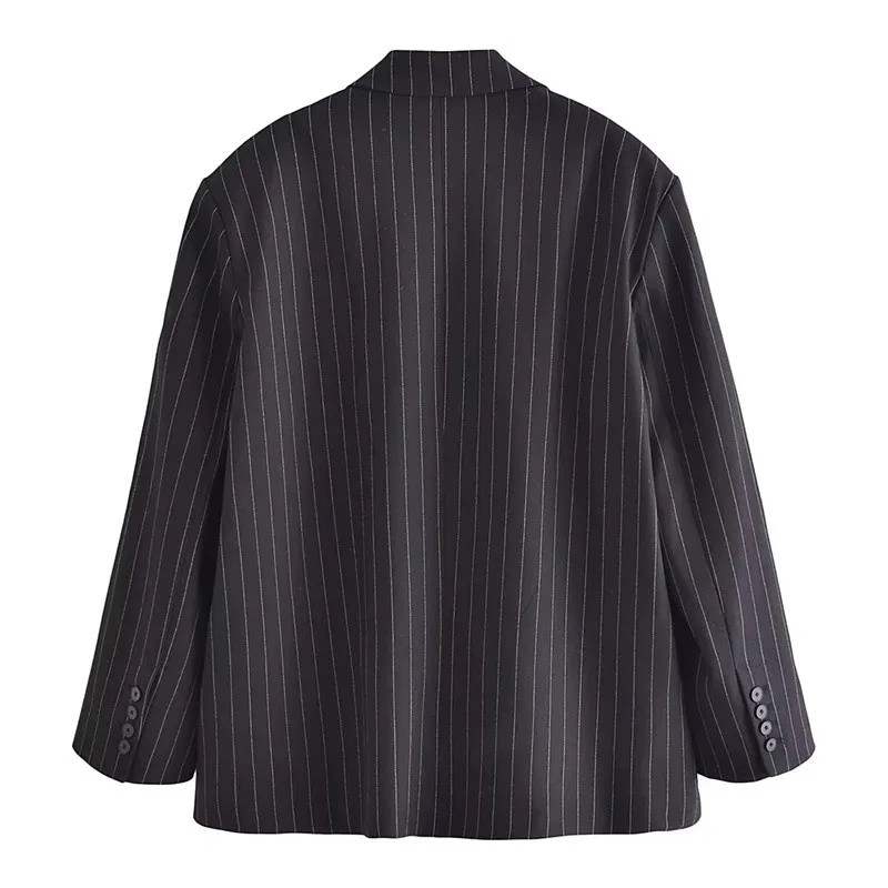 Striped Oversize Blazer Woman Black Women's Sack Blazers Long Sleeve Elegant Womens Jackets Office Casual Autumn Jacket