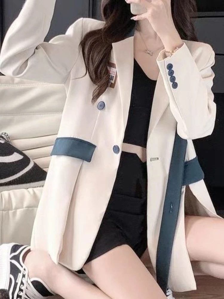 Spring Women's Blazer Designer Slit Long Sleeve Top Office Ladies Korean Fashion Oversized Suit Jacket Women Clothing 2023 Trend