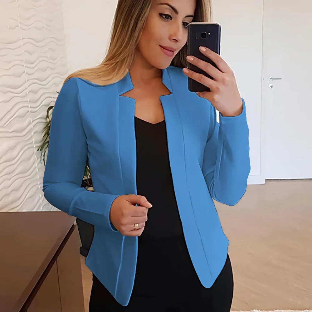 Women Casual Thin Blazers Female Long Sleeve Open Stitch White OL Womens Jackets and Coats Femme Plus SIze Clothes