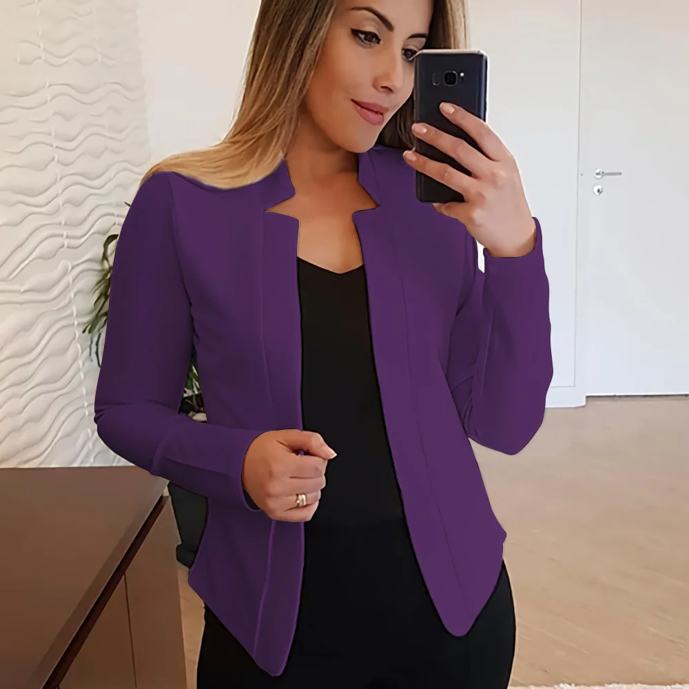 Women Casual Thin Blazers Female Long Sleeve Open Stitch White OL Womens Jackets and Coats Femme Plus SIze Clothes