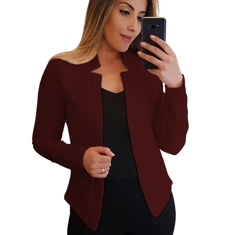 Women Casual Thin Blazers Female Long Sleeve Open Stitch White OL Womens Jackets and Coats Femme Plus SIze Clothes