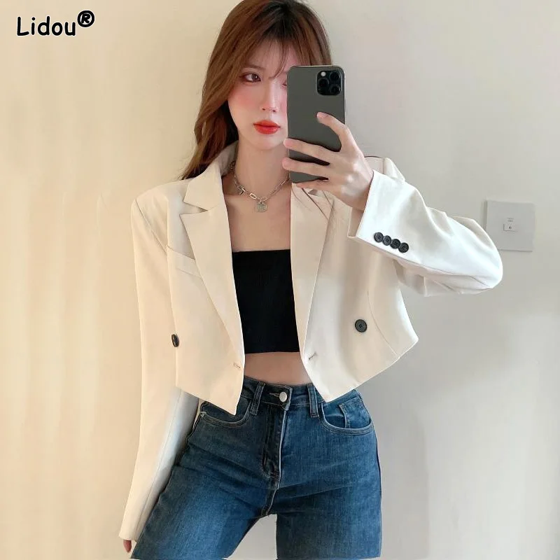 Women's Clothing Streetwear Casual Fashionable Loose Blazers Straight Solid Color Button Temperament Tops Spring Summer Thin