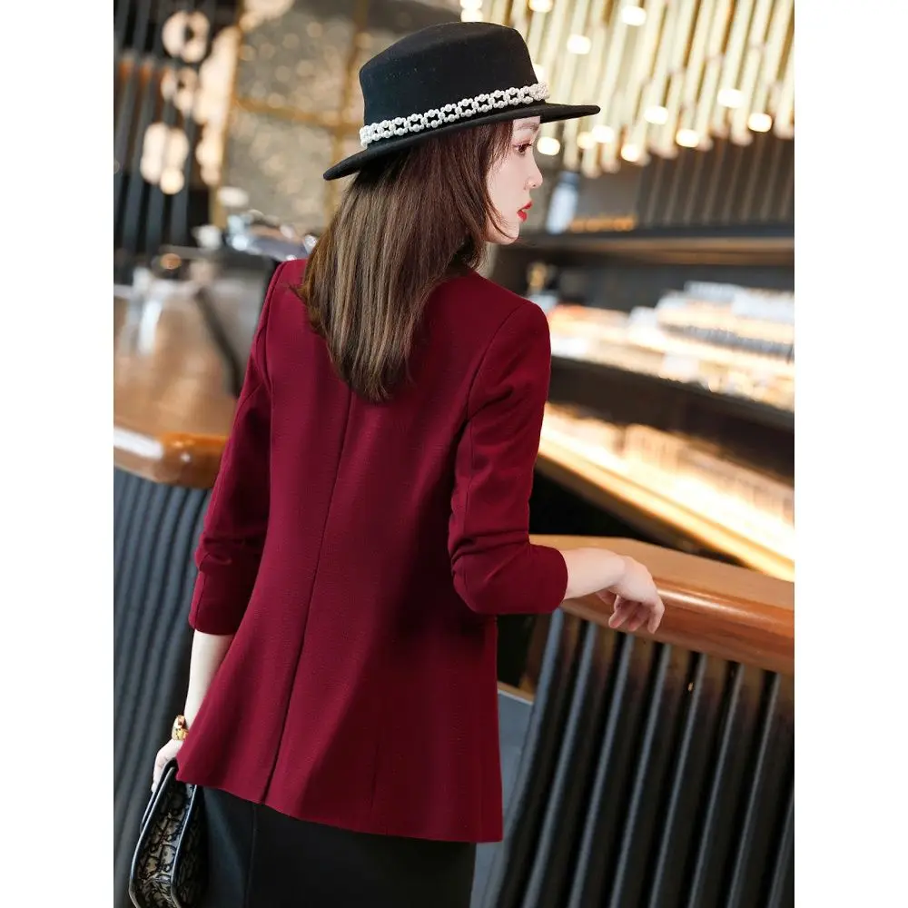 Capable Intellectual Notched Button Loose Solid Color Blazers Formal Office Lady 2022 Women's Clothing Thin Autumn Winter Casual