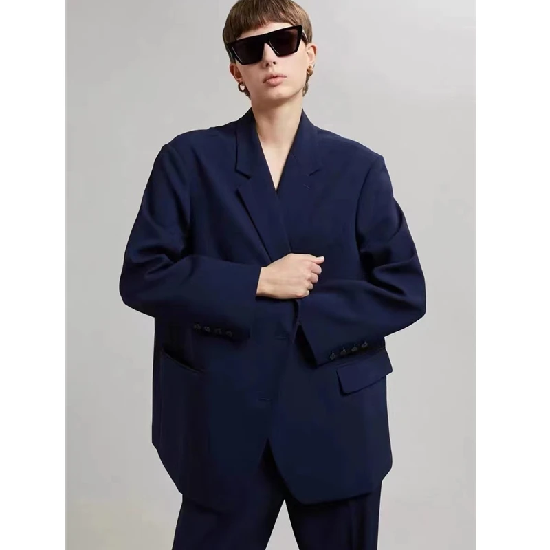 Women Blazer American oversize two button split commuter fashion Suit Coat