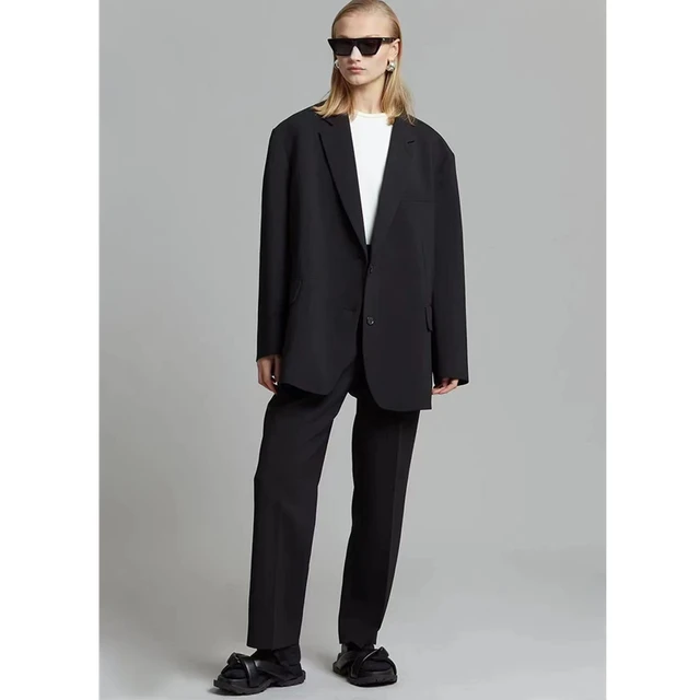 Women Blazer American oversize two button split commuter fashion Suit Coat