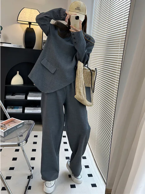 Women Blazers Two Piece Set Temperament Irregular Suits