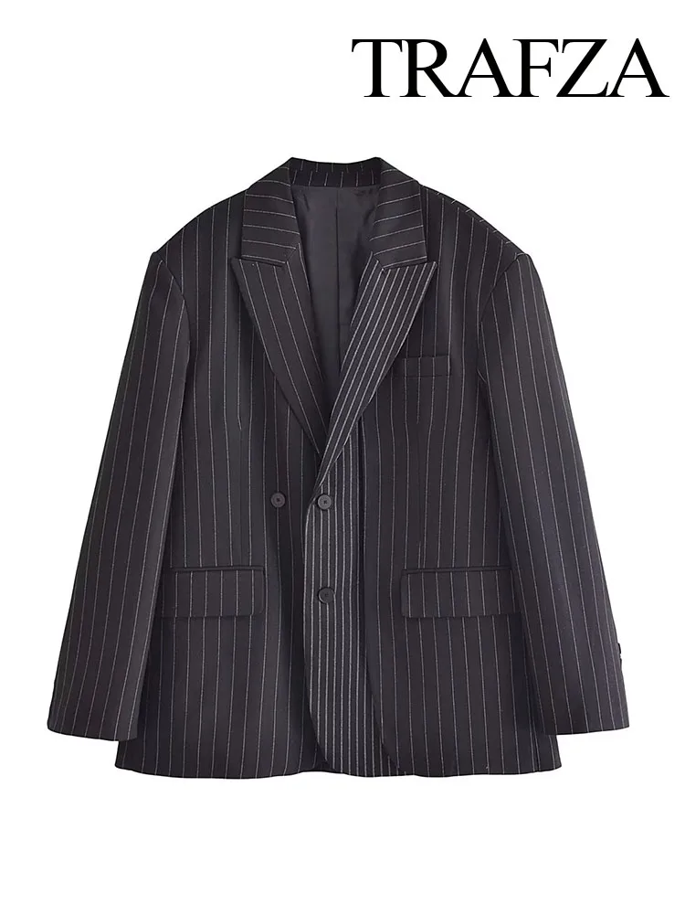 Women Outfits Jacket Elegant Striped Office Oversize Coat Blazer Outerwear's Suit