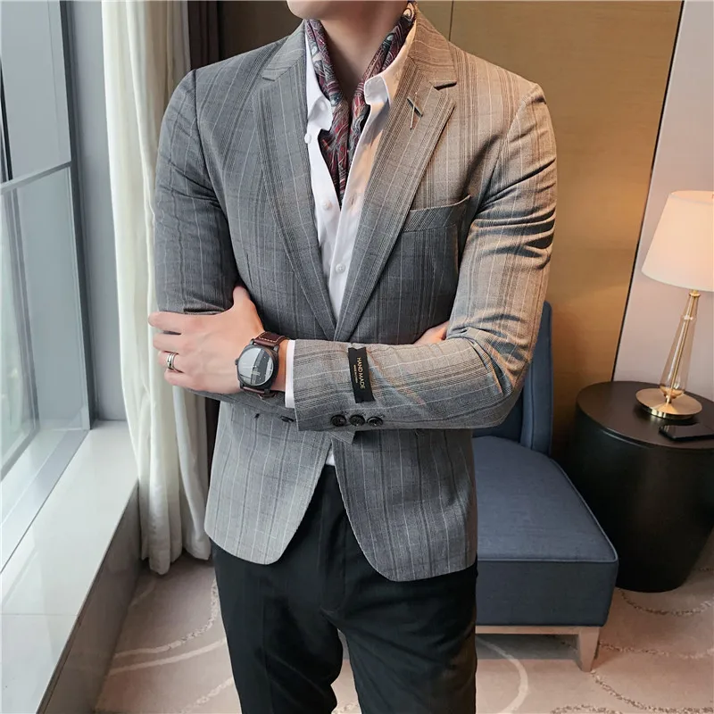 Men Blazers Wedding Business Casual Suit Jacket Social Office Prom Dress Coat Street Wear