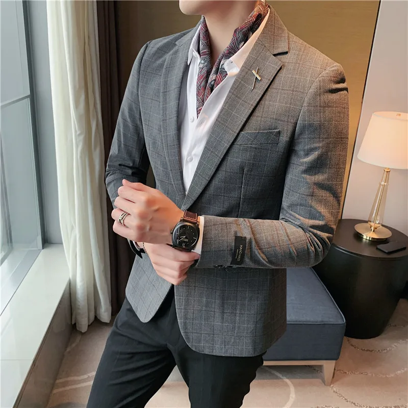 Men Blazers Wedding Business Casual Suit Jacket Social Office Prom Dress Coat Street Wear