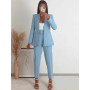 Women Blazer Suits Women 2 Pieces V Neck Loose Jackets+High Waist Sashes Pants Fashion Sets