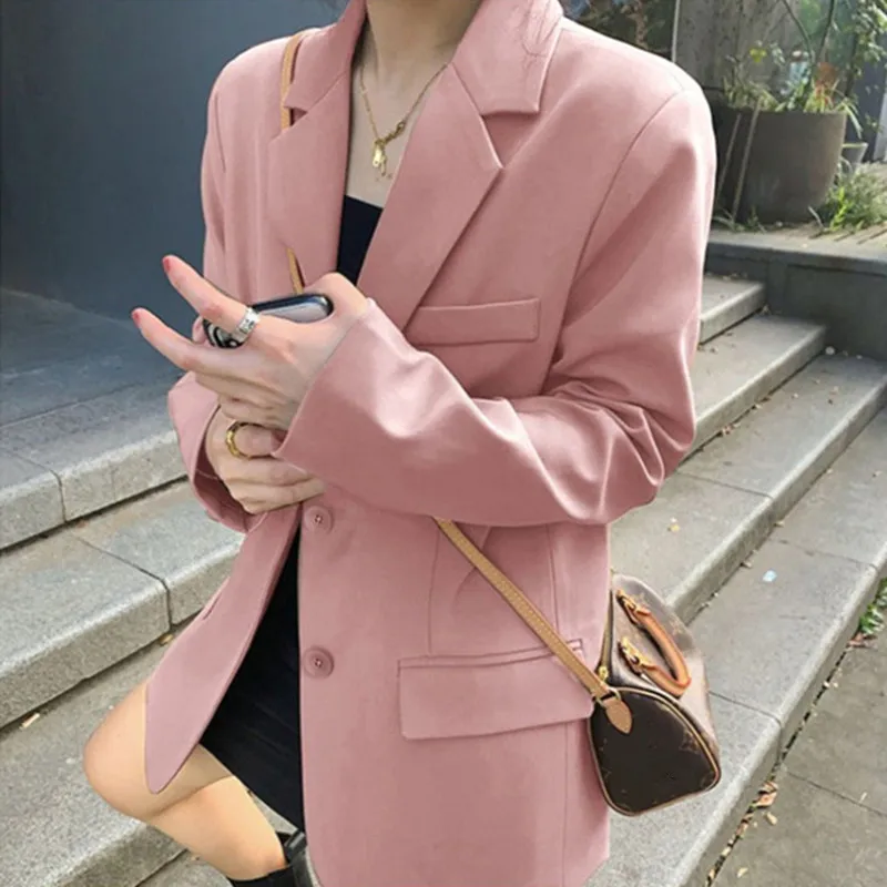 Women Blazer Clothes Version Loose Suit Brown Casual Blazer Jacket