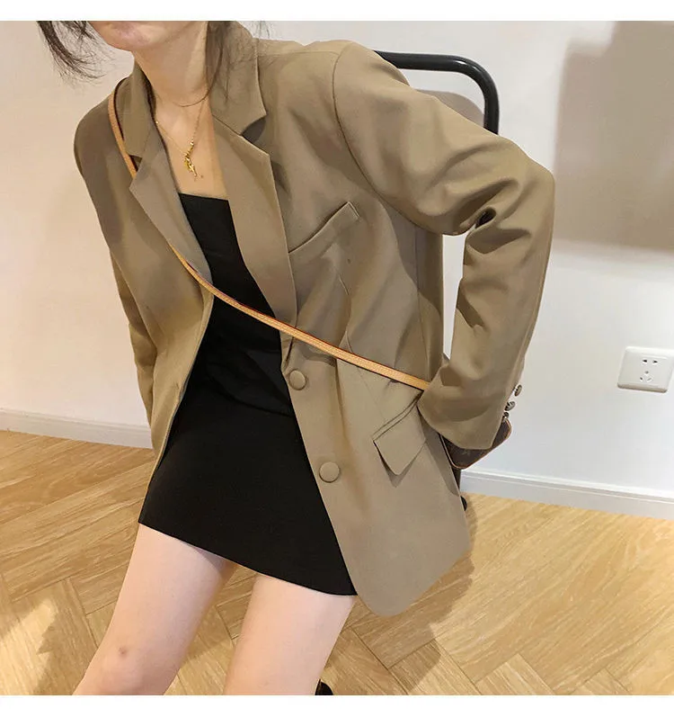 Women Blazer Clothes Version Loose Suit Brown Casual Blazer Jacket