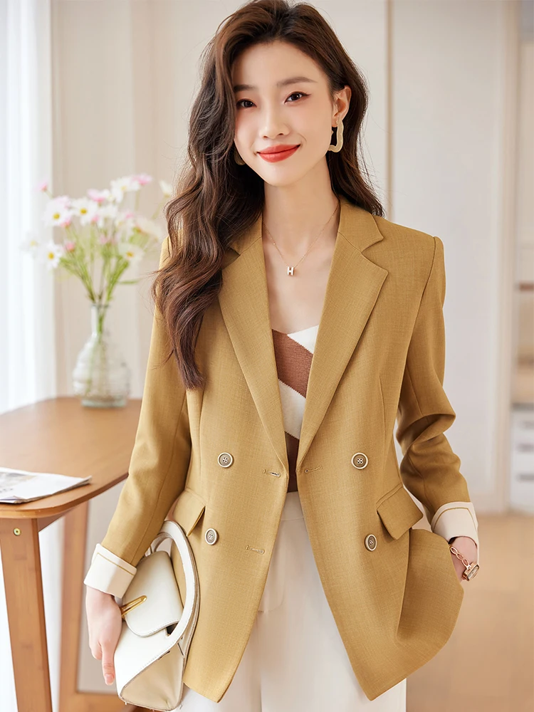 Women Fashion Blazer Long Sleeve Double Breasted Casual Coat Jacket