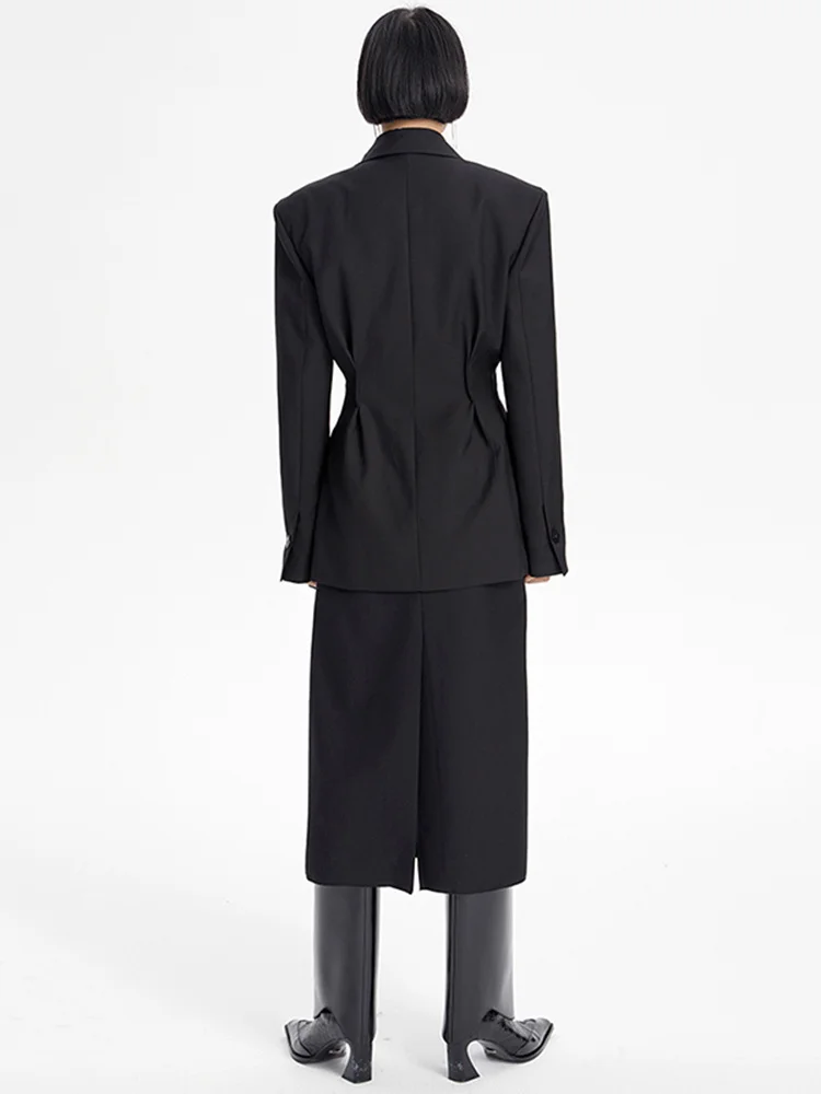 Women Irregular Cross Slit Blazer New Lapel Long Sleeve Loose Fit Jacket