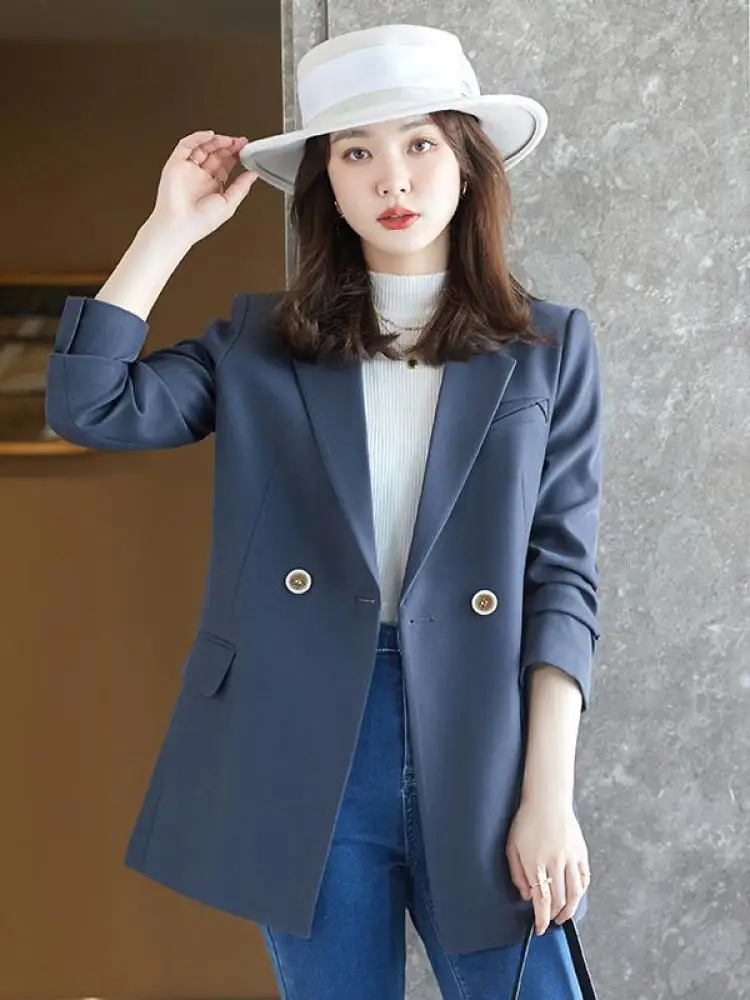 Women Long Sleeve Double Breasted Blazer Coat Fashion Streetwear Suit Tops