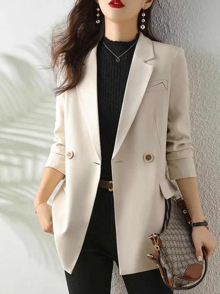 Women Long Sleeve Double Breasted Blazer Coat Fashion Streetwear Suit Tops