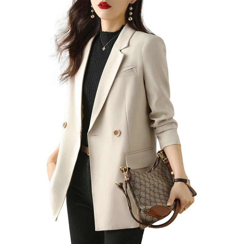 Women Long Sleeve Double Breasted Blazer Coat Fashion Streetwear Suit Tops