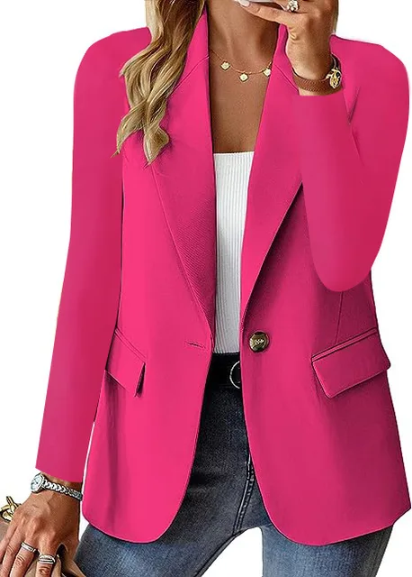 Women Loose Solid Color Suit Jacket Elegant Commuter Clothing Outerwear's Long-sleeved Blazer