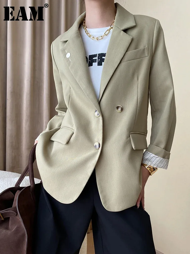 Women Casual Blazer New Lapel Long Sleeve Loose Fit Jacket