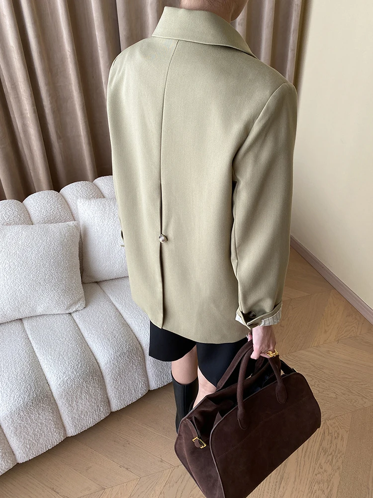 Women Casual Blazer New Lapel Long Sleeve Loose Fit Jacket