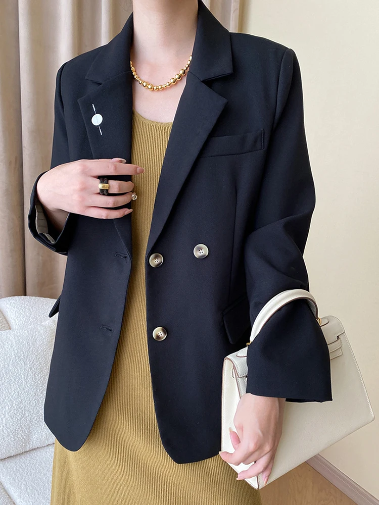 Women Casual Blazer New Lapel Long Sleeve Loose Fit Jacket