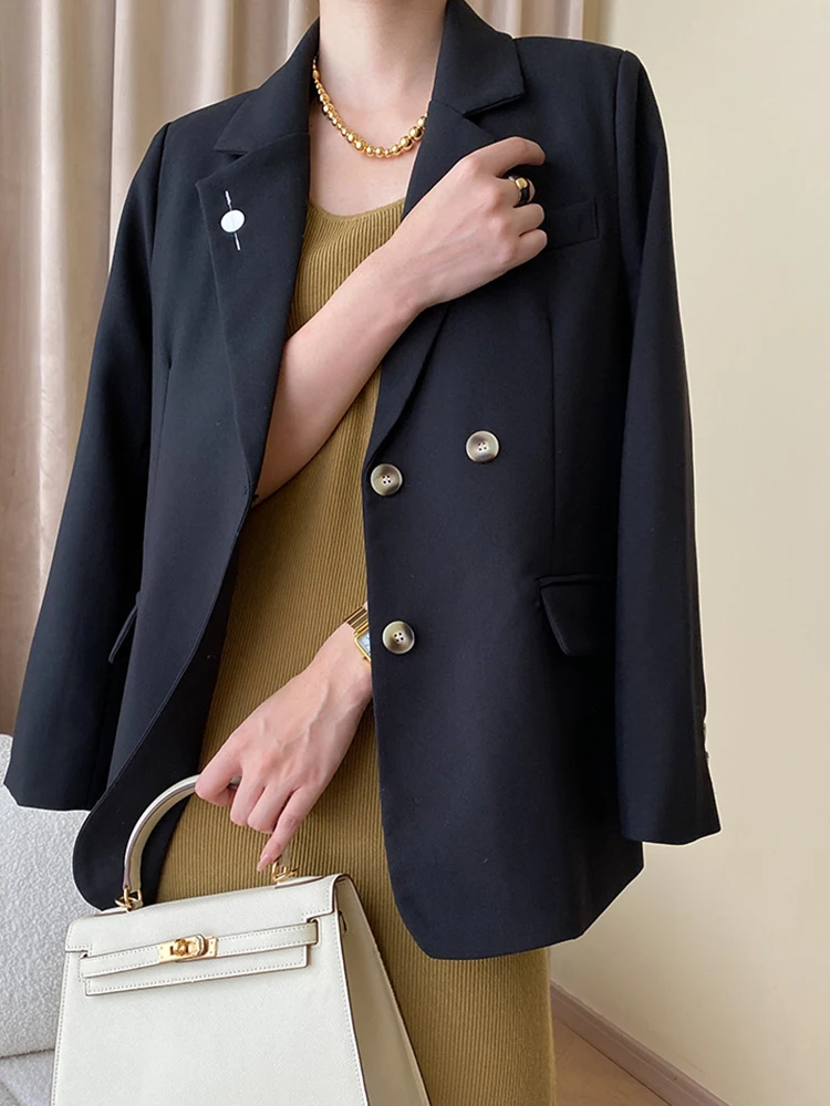 Women Casual Blazer New Lapel Long Sleeve Loose Fit Jacket