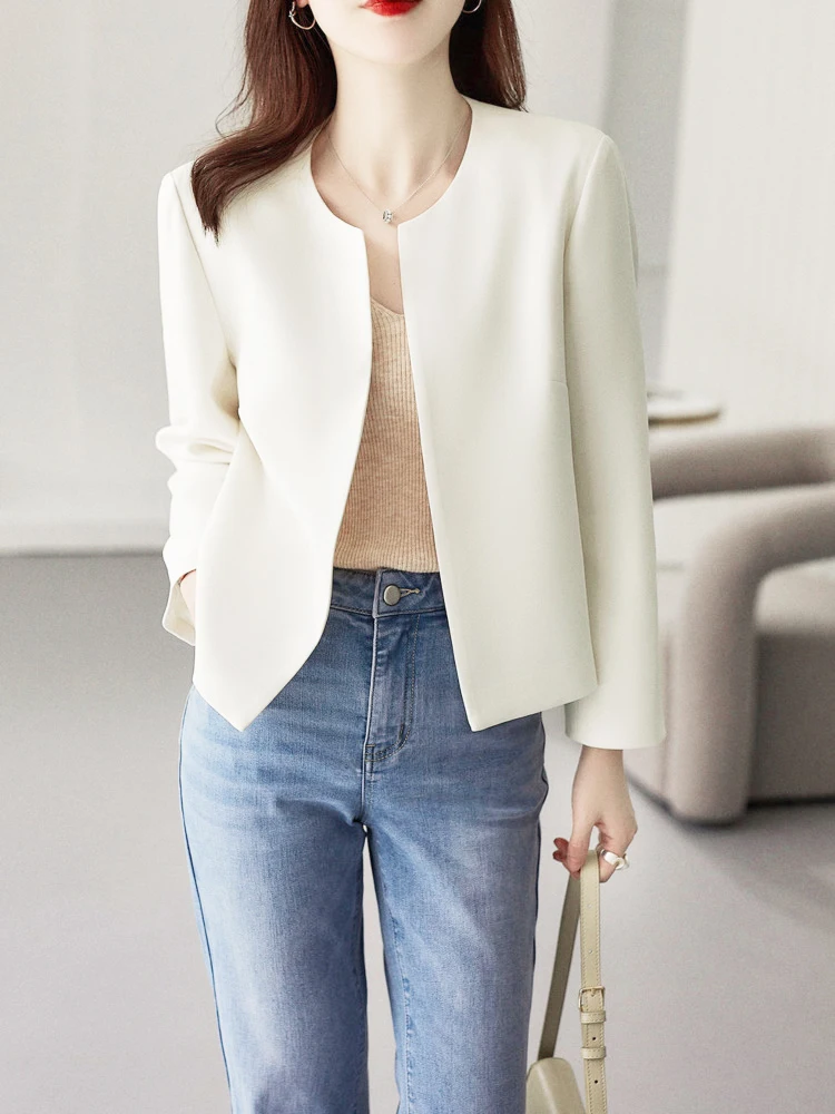 Women's Fashion Classic Simple Office Casual V-neck Blazer Long Sleeve Solid Basic Business Coats