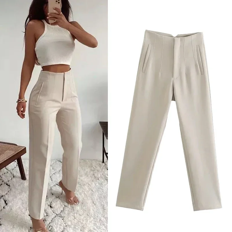 Women Fashion Office Wear High waist Pants Formal Pants Office outfits Pencil Trousers